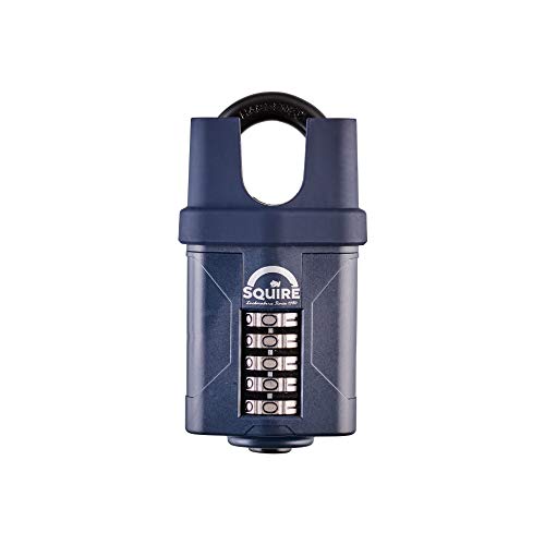 SQUIRE Combination Padlock. Patented Design Weatherproof Hardened Steel Shackle Recodable Padlock. Available in Multiple Sizes and Shackle Lengths. (5 Wheel - 60 mm Closed Shackle)