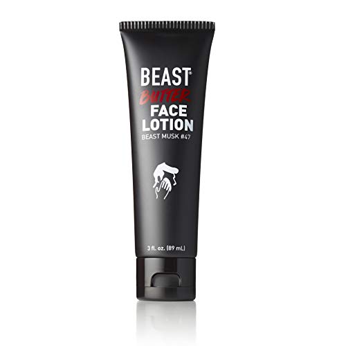 Beast Butter Face Lotion with Cologne - Daily Skin Cream Great Post Shave - Organic Aloe, Guarana, Green Tea, Cucumber, Shea Butter, Vitamins A C E - Beast Musk 47 Fragrance - Tame the Beast