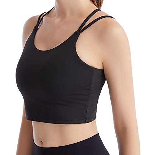 EIGIOO Strappy Sports Bra for Women Longline Crop Tank Yoga Workout Top