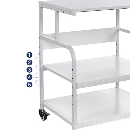 Image of Fannova White Printer Stand Table, 23.6 inchx18.9 inchx30 inch Large Size with Storage