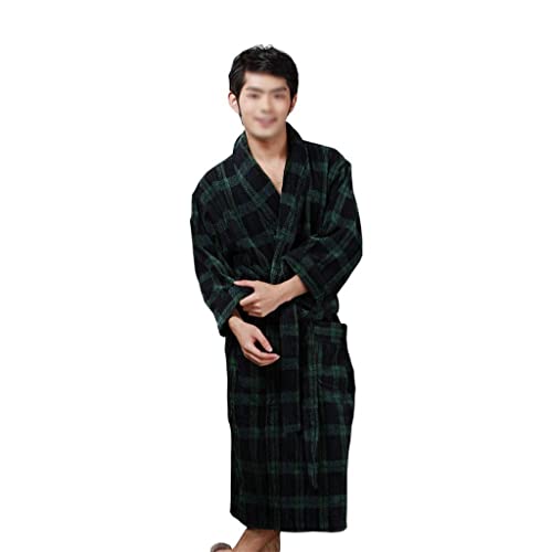 Kimono para hombre cálido con textura a cuadros y diseño elegante