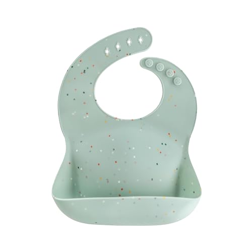 Image of mushie Silicone Baby Bib | Adjustable Fit Waterproof Bibs (Cambridge Blue Confetti)