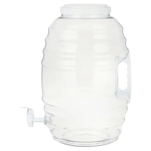pomiler Drink Dispenser 5 Gallon Water Dispenser Countertop with Leak-Proof Spigot Plastic Lemonade Milk Cold Drink Tea Jug for Party, White