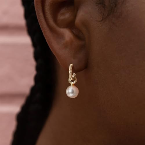 Pearl Earrings for Women, 14K Gold Plated Pearl Drop Dangle Earrings Zircon Pearl Stud Earrings Trendy Hypoallergenic Wedding Gold Hoop Earrings for Women Bridesmaid Jewelry Gift4