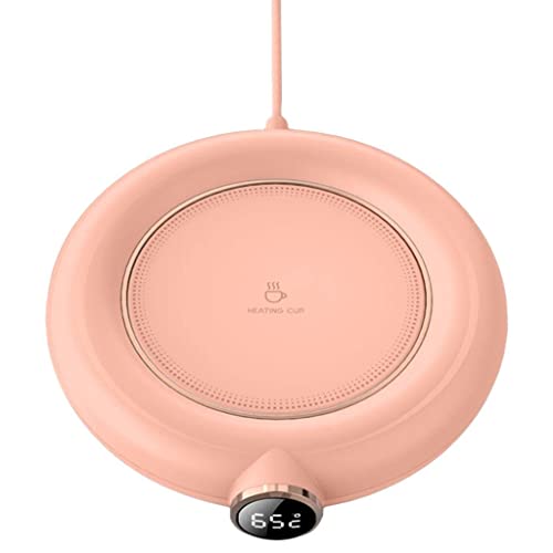 GiaoRosi Alfombrilla Eléctrica para Café, Calentador de Tazas para Escritorio U Oficina, 10 W, Pantalla LED con Apagado Automático. Calienta Mantiene, Rosado