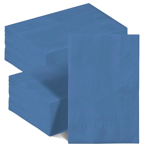 qiqee Lake Blue Paper Napkins 13 * 16inch Guest Paper Disposable Towels Napkin Paper Hand Towels for Wedding, Dinner, Birthday Party, Dessert Cocktail ＆ Kitchen Napkins（ 120 Count）