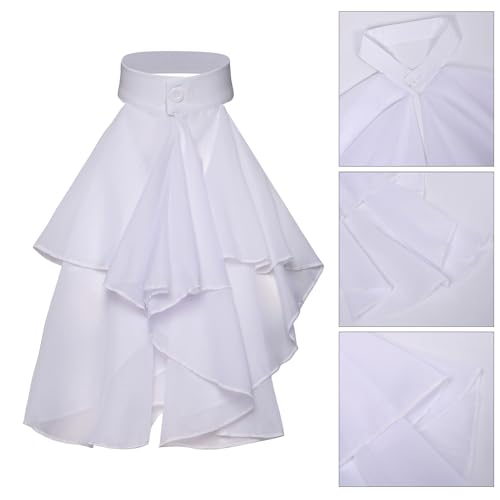 Women Shawl,Victorian Colonial Jabot False Collar Medieval Steampunk Costume Detachable White Ruffled Neck Collar Victorian Necktie2