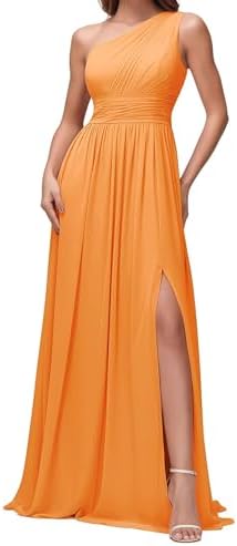Women's One Shoulder Bridesmaid Dresses for Ruched Chiffon A Line...