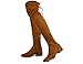 Greatonu Women's Round Toe Thigh High Fashion Boots Stretchy Over The Knee Block Heel Tie Back Boots Camel-1.77 inchs Size 7