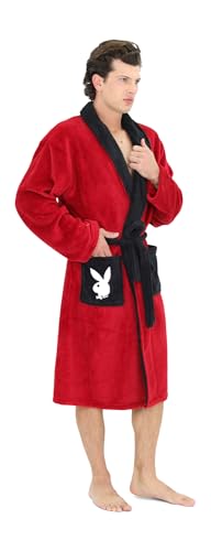 Playboy Hugh Hefner Robe for Men - Soft Plush Fleece Pimp Robe with Shawl Collar, Belt Tie & Pockets, One Size Fits Most3