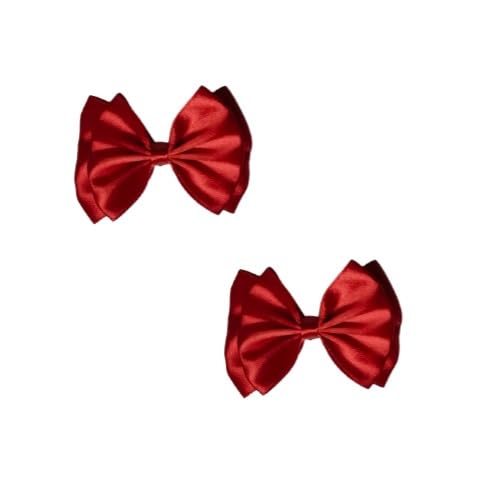 Dress to Match Charming Fabric Stylish Bow Hair Clips/Back Pin for Girls, Women 2 Layer Small, Pack of 2- Red