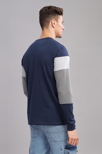 Image of ADRO Full Sleeve Tshirt for Men | Colorblock T Shirt for Men | 100% Cotton Tshirt | Full Sleeve Regular Fit T-Shirt | Men's Full Sleeves T Shirts