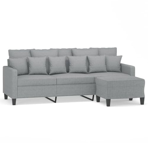 KLYEON 3-Sitzer-Sofa mit Hocker Hellgrau 180 cm Stoff,Modernes 3er Sofa mit Hocker Gemütlicher Sitzkomfort für Entspannung und Unterhaltung Wohnzimmer, Sofas – Bild 4