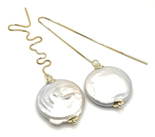 Boucles d'oreilles perles roses naturelles anti-allergie en argent doré