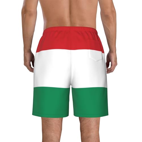 Flag of Hungary Men's Beach Pants-Quick-Dry & Comfortable Mens Beach Shorts for Men, Perfect for Surfing and Everyday Wear White3
