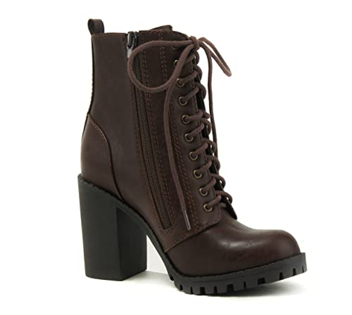 Image of Soda Women's Malia Faux Lace Up Chunky Lug Sole Combat Boot