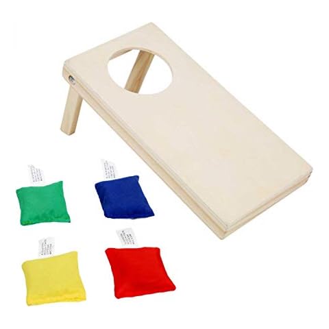 sunflowerany Wooden Cornhole Set, Mini Tabletop Cornhole Toss Game Set with 4 Bean Bags, Portable Boards Corn Hole Outdoor Game Bean Bag Toss Set for Indoor and Outdoor Cover