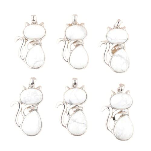 creazione di Gioielli La Collana all'Ingrosso dei Pendenti del Gatto del Turchese Bianco di Pietra Naturale dei Lotti 6pcs/Lot for la Fabbricazione dei monili