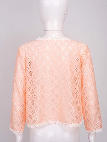 Kids Girls Ruffled Long Sleeve Lace Hollow Floral Simple Cardigan Shrug Top Bolero Cardigan Shrug4