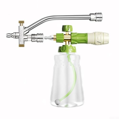Jotekonoby Handheld Foam Spray Bottle 1000ml for Pressure Washer, Dual Connector Accessory with Two Way Shuttle Valve, Stainless Steel Snow Foam Blaster with(with Nozzle)