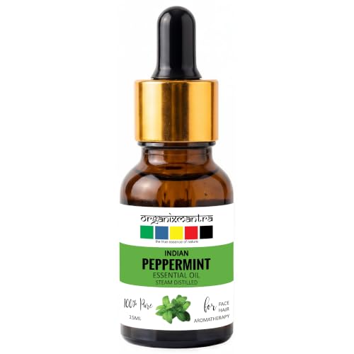 Image of Organix Mantra Peppermint Oil for Skin, Hair, Personal Care & DIY - 100% Natural & Steam Distilled Oil - 15ML