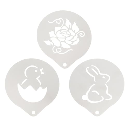 ROMISBABA 3 Piezas Plantillas de Café de Acero Inoxidable Moldes de Arte Latte con Diseño de Conejo Rosa y Pato para Decoración de Postres y Repostería