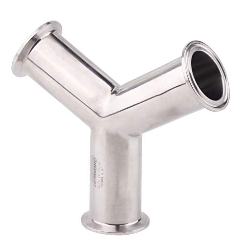 Image of DERNORD Tri Clamp Wye Clamp End True Y Type Cross Tee Tube Stainless Steel 304 Three Way Elbow 1.5 Inch Pipe OD