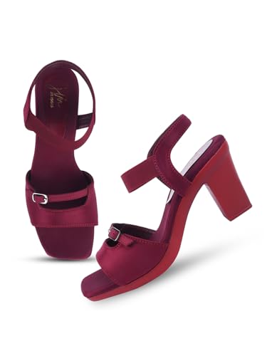 Image of JM LOOKS Women's Block Heel Sandals | Stylish Open Toe Dress Sandals with Double Strap & Buckle Detail | Comfortable Slip-On for Party Prom Date Night
