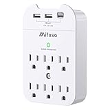 Outlet Extender - Wall Surge Protector with 6 Outlets 3 USB (1 USB C, Total 4.5A), Multi Plug Outlet...