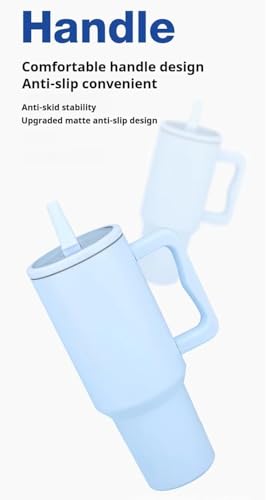 Image of Zephorus Personalized Stainless Steel Tumbler with Handle, 1200ml Capacity, Black Insulated Travel Mug with Straw, Custom Name Design (Sky Blue (3rd))