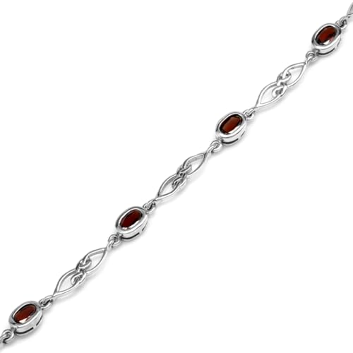 Image of Silvershake Birthstone Gemstones White Gold Plated or Yellow Gold Plated 925 Sterling Silver Scroll /Filigree Celtic Knot Weave 7.25 to 8.75 Inch with Adjustable Extension Bracelet Jewelry for Women