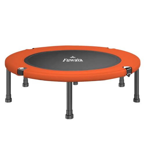 Fuwata トランポリン 室内用 大人用 子供用 大型102cm 耐荷重150kg 静音 折りたたみ ダイエット 家庭用 6本脚 (ブラック+オレンジ)