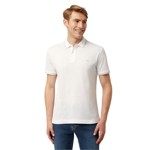 Polo homme blanc Harmont Blaine anti-déformation 100% coton