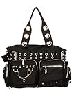Lost Queen Goth Punk Rock Black Handbag with Handcuff Skull Charm