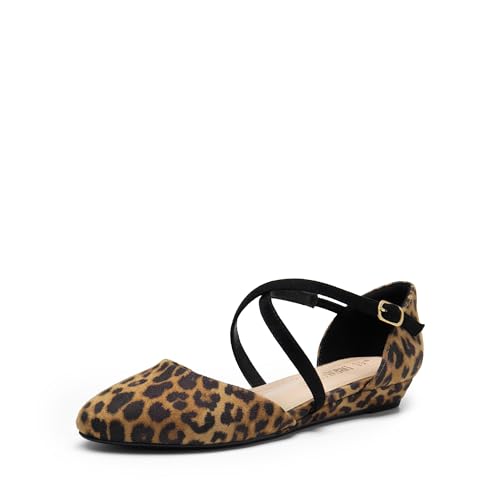 DREAM PAIRS Ballerines Femme à Bout Pointu avec Bride Croisée, Petit Talon Compensé Confortable, Chaussures Élégantes pour Bureau et Occasions...