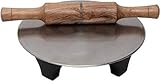 PF With Pickfully Steel Chakla For Roti Maker With Wooden Belan 12 Inch, Chakla 9.5 Inch Diameter Amazon