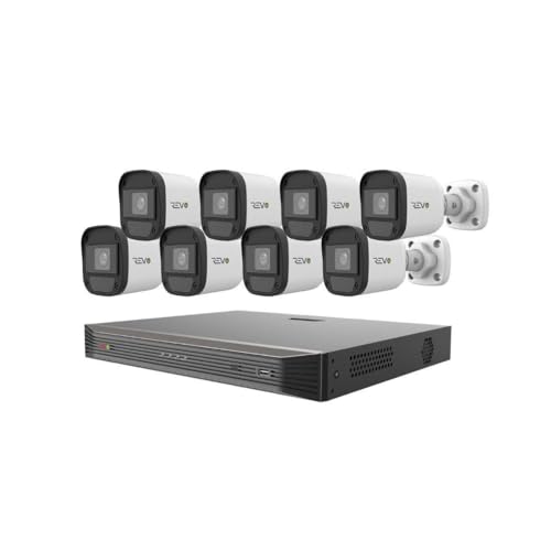 REVO America Ultra 16 Ch. 2TB HDD IP NVR Video Surveillance System, 8 x 4MP IP Bullet Cameras - Remote Access via Smart Phone, Tablet, PC & MAC, Black (nvr) & Cameras (White) (RU162ABNDL-1)