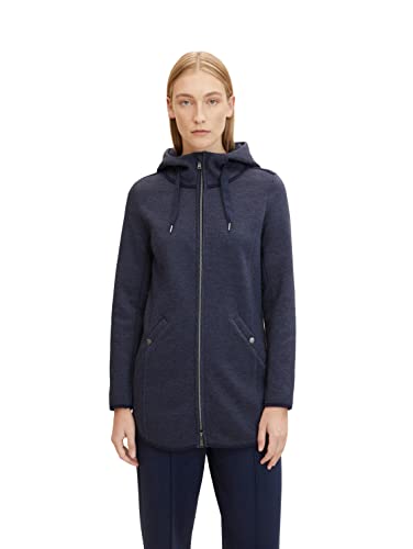 TOM TAILOR Damen Fleecejacke mit Kapuze 30592 - Navy Twill Structure, XXL