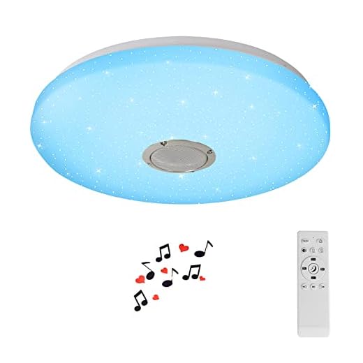 Horevo 36W LED Music Ceiling Light 2800-6000K with Bluetooth Speaker for Kids Room Bedroom, Color Changing Light 2120 LM with Remote Control Ceiling Lamp for Children's Room