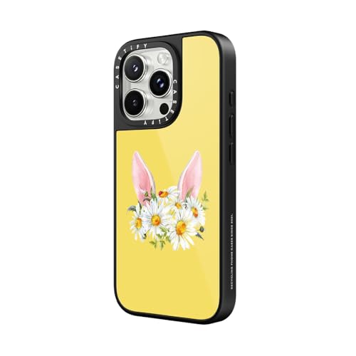 Coque iPhone 16 Pro Max CASETiFY Glaze Lapin fleuri noir compatible MagSafe