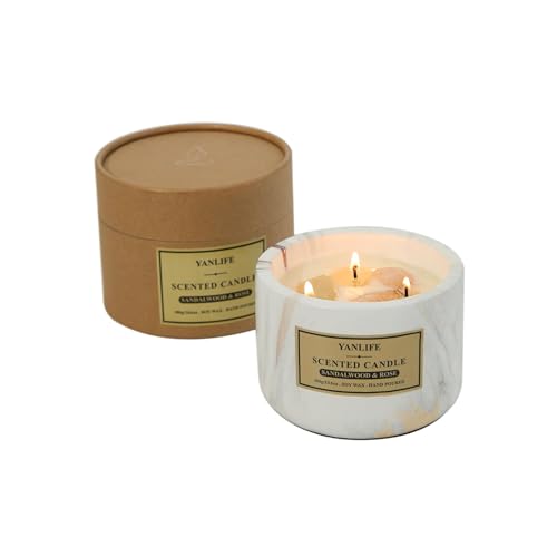 Scented Candles for Home - 100% Natural Soy Candles with Healing Crystals - Perfect Candles for Women and Candles for Men - Candles for Home Scented with Crystals and Healing Stones Included