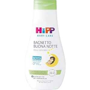 HiPP – Baby Care – Bagnetto Buonanotte, Bagnoschiuma per Bambini, Rilassa e Favorisce il Riposo, per Pelli Sensibili, con Estratto di Sandalo, 1 Flacone da 350 ml