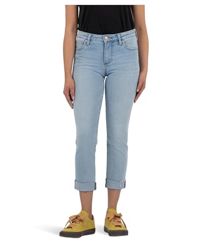 KUT from the Kloth Women's Amy Crop Straight Leg Roll Up with Raw Hem