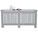 ECD Germany Cubierta del Radiador 152x19x82cm MDF Gris Lacado Revestimiento Protector Vintage de Calefacción Estilo Rústico Superficie de Estantería Útil de Madera para Sala de Estar Dormitorio