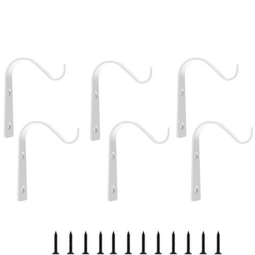 Lxoraziy 6 Pezzi Ganci per Piante, Appendere Staffe, Metallo Staffa, Ganci da Parete, per Appendere Cestini, Vaso, Uccelli Mangiatoie, Piante, Lanterne, Campanelle a Vento(Bianco)
