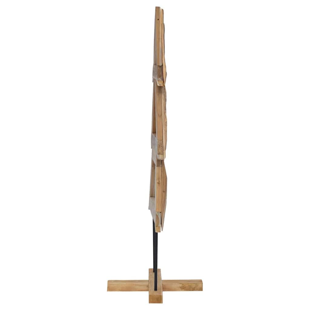 Sapin de Noël marron 149,5 cm Bois de teck | Rustique, stable, montage sans outils, intérieur et extérieur protégé