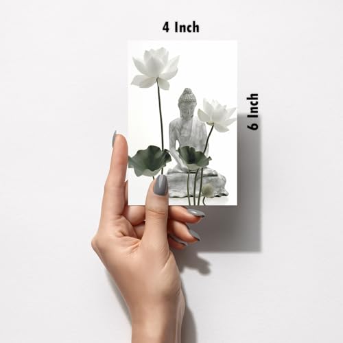 Image of SiddArtify Serene Buddha - Lotus Flower Art Print Set - Set of 2-4x6 Inch - Board (Pack of 6) - Sticker (Pack of 6) Wall Room Decoration art Poster Prints