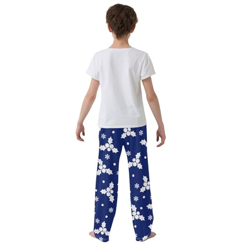Boys' Pants Christmas Berries Blue Holiday Long Bottoms Jogger Pants Elastic Waist Trousers with Pockets S-XL3