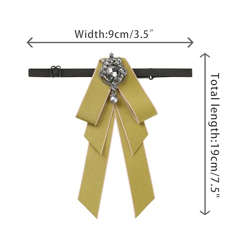 Image of Women's Ribbon Brooch Necktie Rhinestone Bow Ties for Elegant Chic