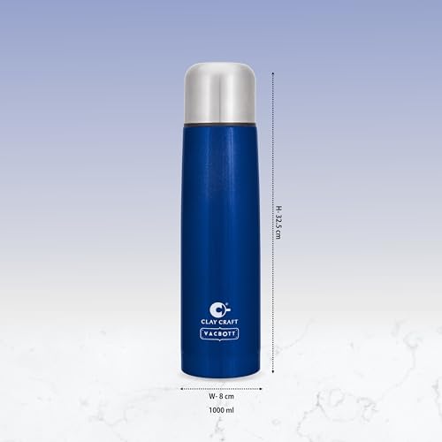 Image of Clay Craft Vacbott Terra Double Walled|18 Hours Hot and 24 Hours Cold Vacuum Insulated|Thermosteel| Flask Bottle 1000 ml|Bottles for Office|Travelling|BPA-Free|BIS Certified|1Year Limited Warranty